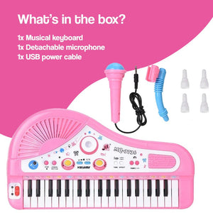 2-in-1 My First Piano & Microphone Set for toddlers with detachable mic and 37 keys