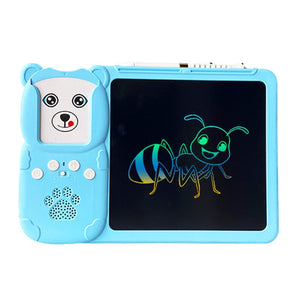 Child using SmartTrace multi-sensory learning tablet with flashcard and LCD tracing board