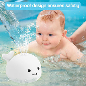 Ocean Adventure 4-in-1 Bath Play Bundle with light-up whale, foaming shark, surprise egg, and swimming turtles bath toys for kids ages 3+