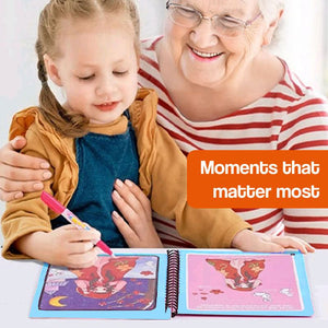 Magic Color Reusable Waterbook with water-activated pages and refillable water pen for mess-free coloring and endless creativity