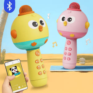 Kids karaoke microphone and speaker toy with rechargeable battery and Bluetooth connectivity for children