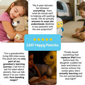 AI StoryBuddy smart plush companion cuddly educational toy for kids with star projector and interactive AI chat