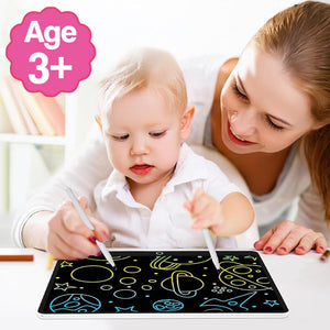20-inch LCD drawing board with colorful glowing lines, stylus pen, and large screen for kids aged 3 and up