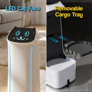 Delivery Robo-Kitty SnackBot rolling with light-up cat-face and remote control for kids ages 3+