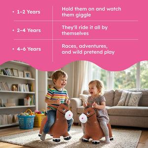 My First Bouncy Pet toddler toy made of thick burst-resistant PVC with easy-grip handles for indoor and outdoor bouncing fun