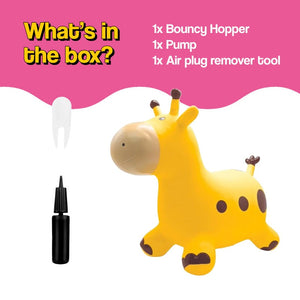 My First Bouncy Pet toddler toy in the shape of a bouncy animal with handles and a pump included