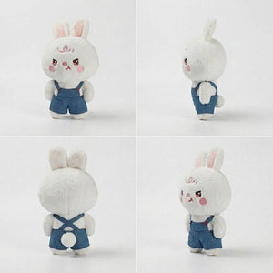 My Little Robo Bunny AI-powered soft robotic bunny toy in blue denim overalls