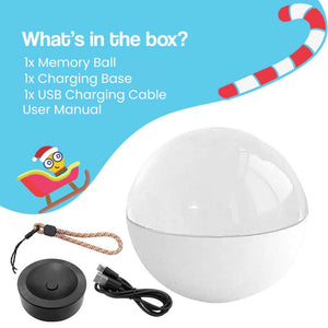 3D holographic Video Memory Ball glowing on a base with floating video display inside crystal sphere