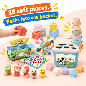 6-in-1 Soft Baby Learning Toy Set – Montessori-inspired toy