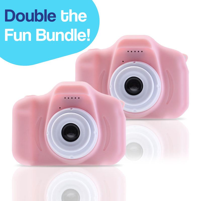 LittleLens Kids Camera Halloween Collection two pink kid-friendly cameras with protective case bundle