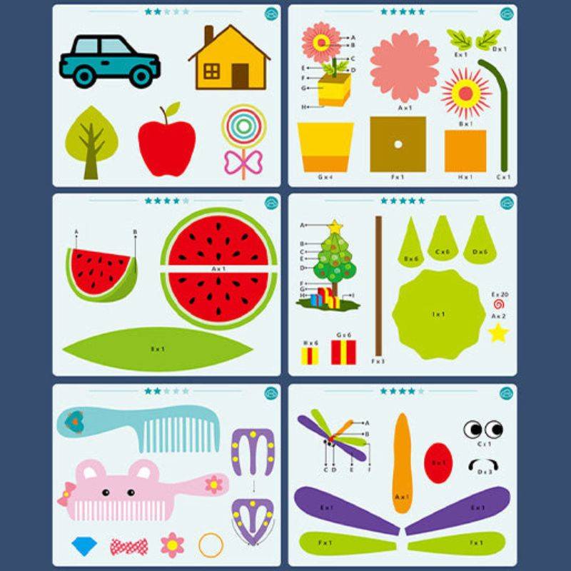 Colorful 3D Magic Pen Set stencil sheets with various shapes and designs for creative crafting