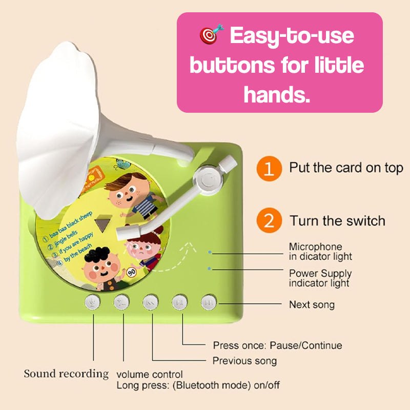 Smart Mini Phonograph with 96 Vinyls + Bluetooth