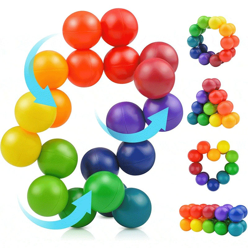 Colorful magnetic balls toy from screen-free busy bag for kids sensory play and STEM learning