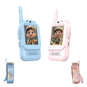 Face-to-Face Video Walkie Talkie set for kids with instant video chat, no WiFi, safe communication, and 400m range.