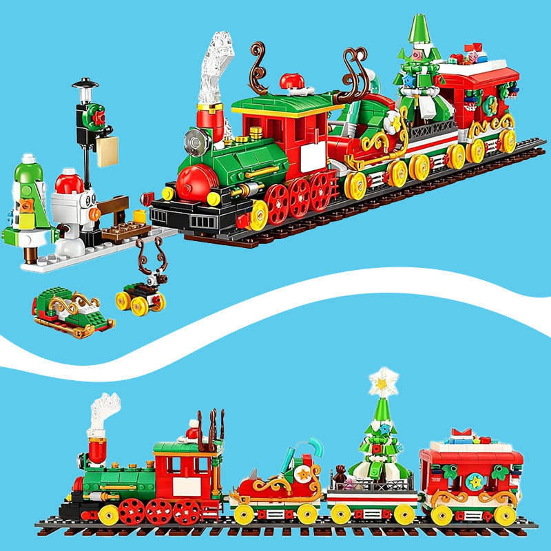 Holiday Express Train Advent Calendar building set with 24 mini Christmas surprises combining into a festive holiday train display.