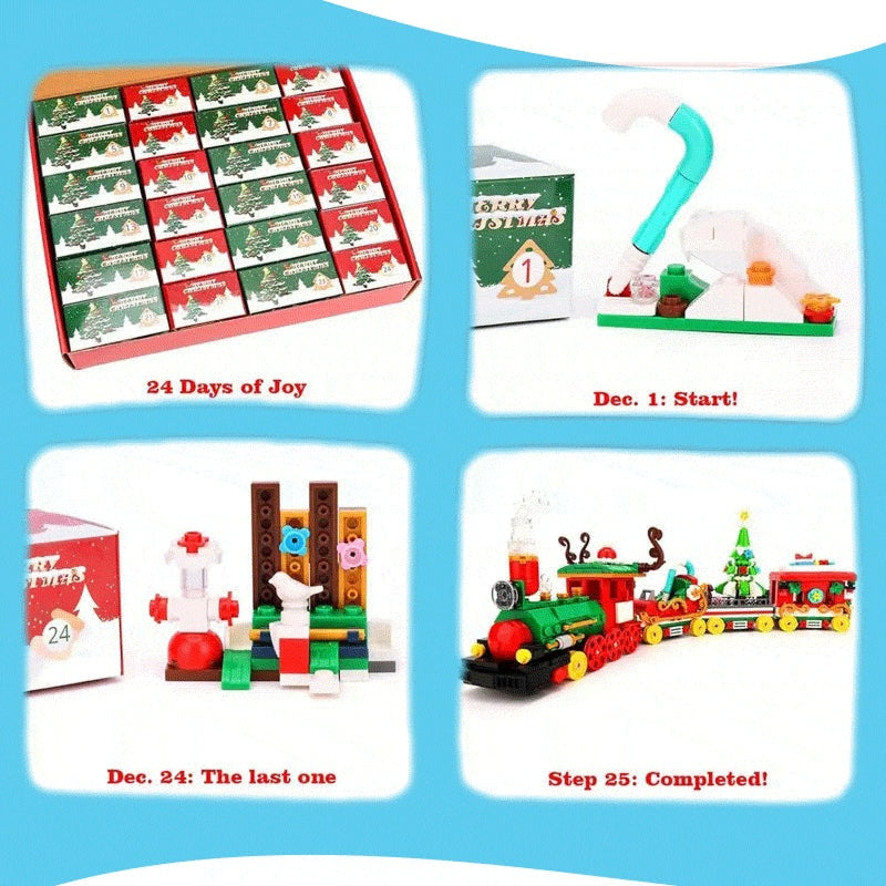Holiday Express Train Advent Calendar with 24 buildable mini Christmas surprises forming a festive holiday train for kids ages 6 and up