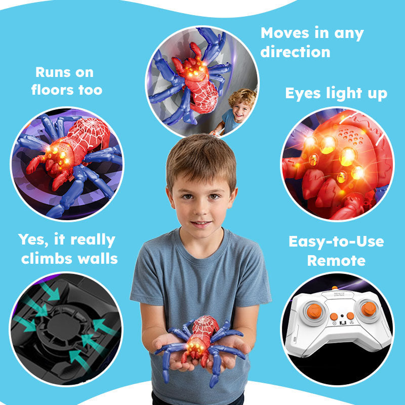 2-in-1 climbing and crawling RC spider toy with wall climbing ability and remote control