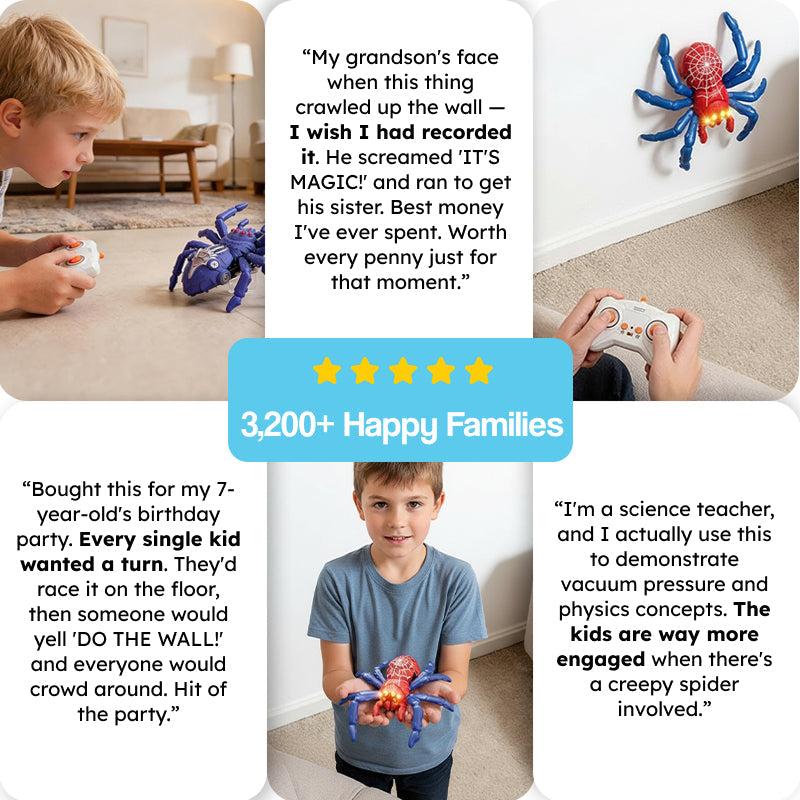 2-in-1 Climbing and Crawling RC Spider toy climbing wall with remote control and light-up eyes