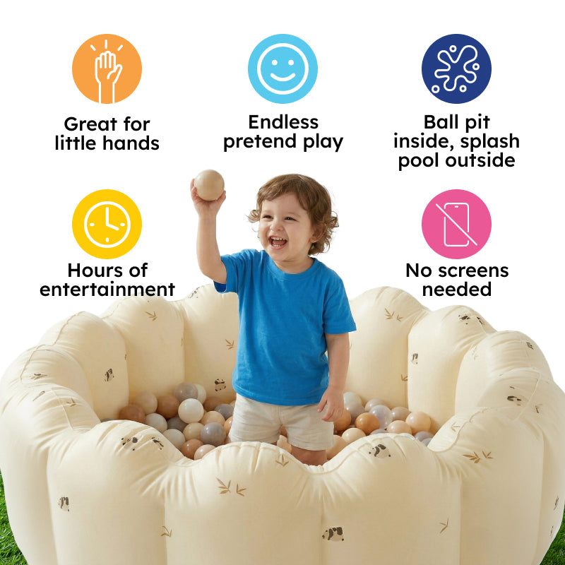 Pop-Up Ball Pit with 100 colorful balls and tall walls for toddlers, indoor and outdoor use