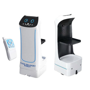 SnackBot Delivery Robo-Kitty toy with light-up cat face rolling on floor delivering snacks