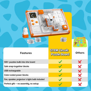 STEM Circuit Puzzle Board educational toy with fan, astronaut light, and planet projector for kids ages 3+