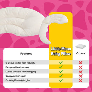 Little Moon Baby Pillow crescent-shaped soft cotton support for ages 0-5 sleeping comfortably