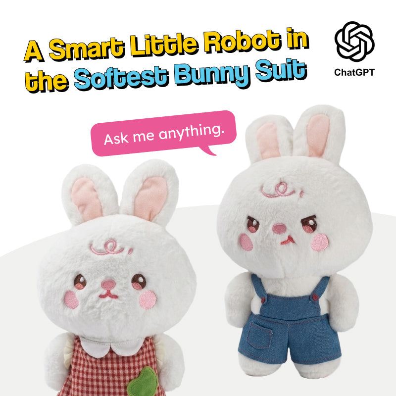 My Little Robo Bunny AI-powered interactive soft toy in bunny suit