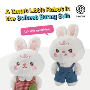 My Little Robo Bunny AI-powered interactive soft toy in bunny suit