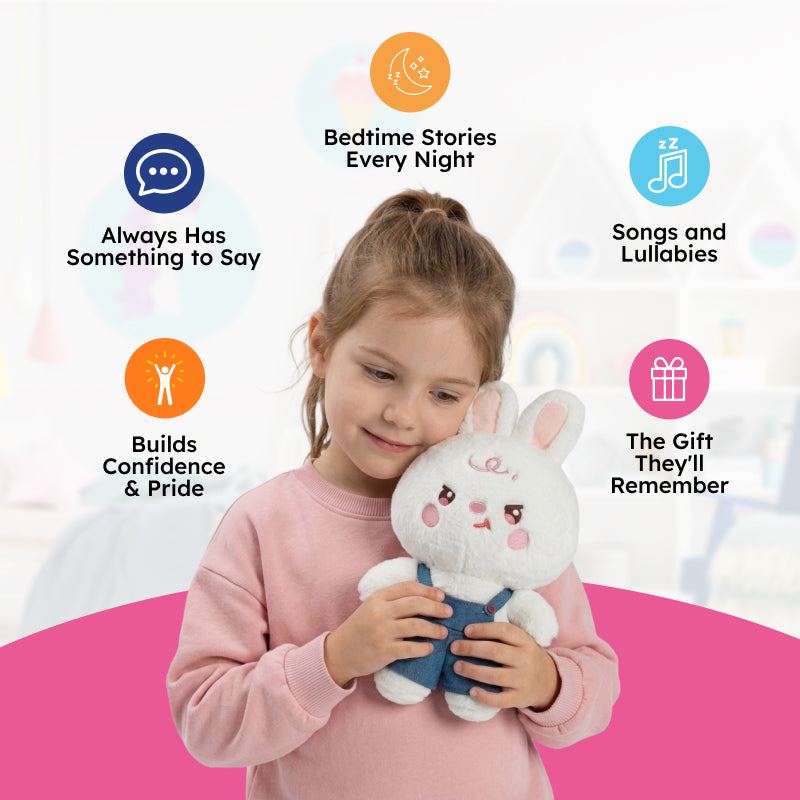 My Little Robo Bunny interactive AI robot in soft bunny suit