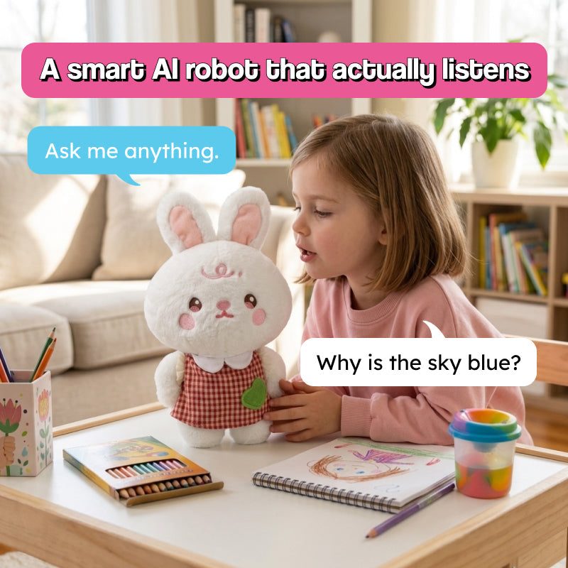 My Little Robo Bunny smart soft robotic bunny toy with AI chat capabilities for kids ages 3 and up