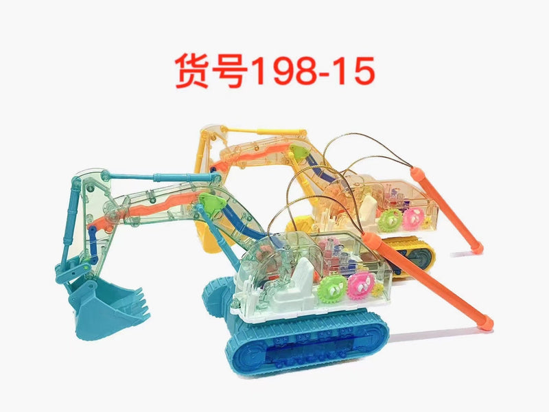 Electric Transparent Gear Excavator Toy with Sound and Light Effects