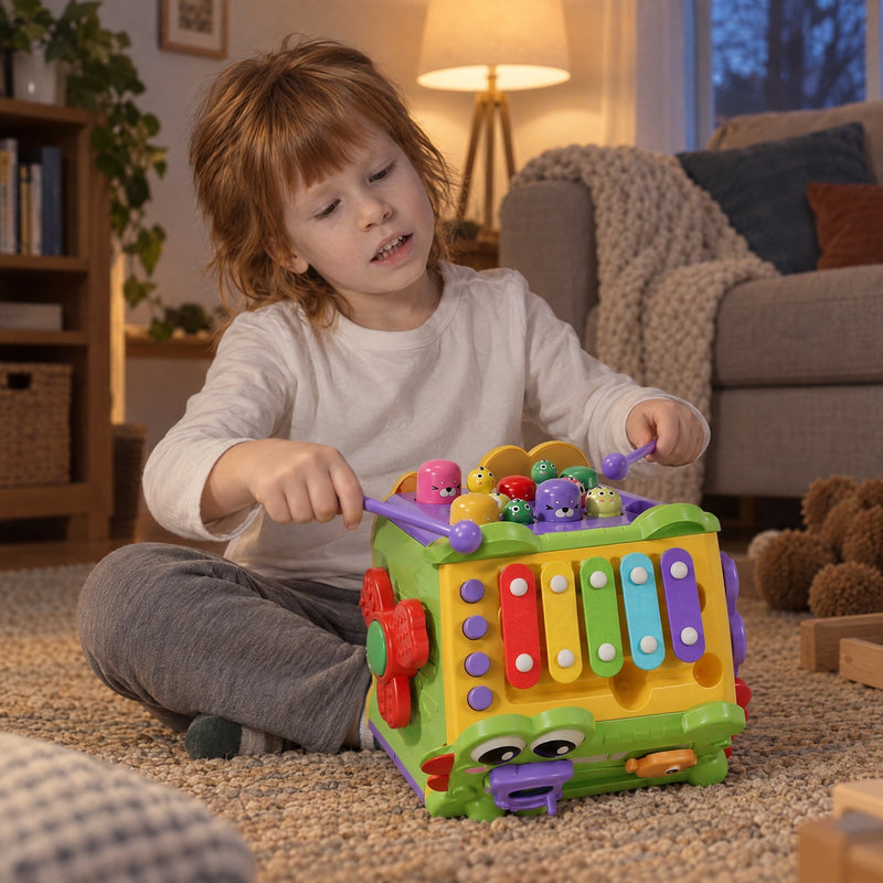 Whack-a-Mole Activity Cube with Xylophone