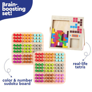 Wooden Sudoku Color and Number Memory Board