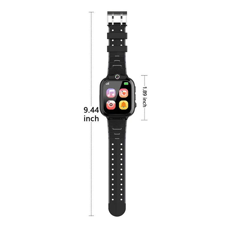 Kids multi-purpose smartwatch with black strap, 1.44-inch display, and fun educational apps for children aged 7 and up