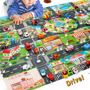 Montessori City Map with Detachable Car Toys