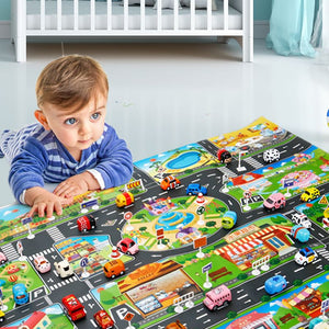 Montessori City Map with Detachable Car Toys