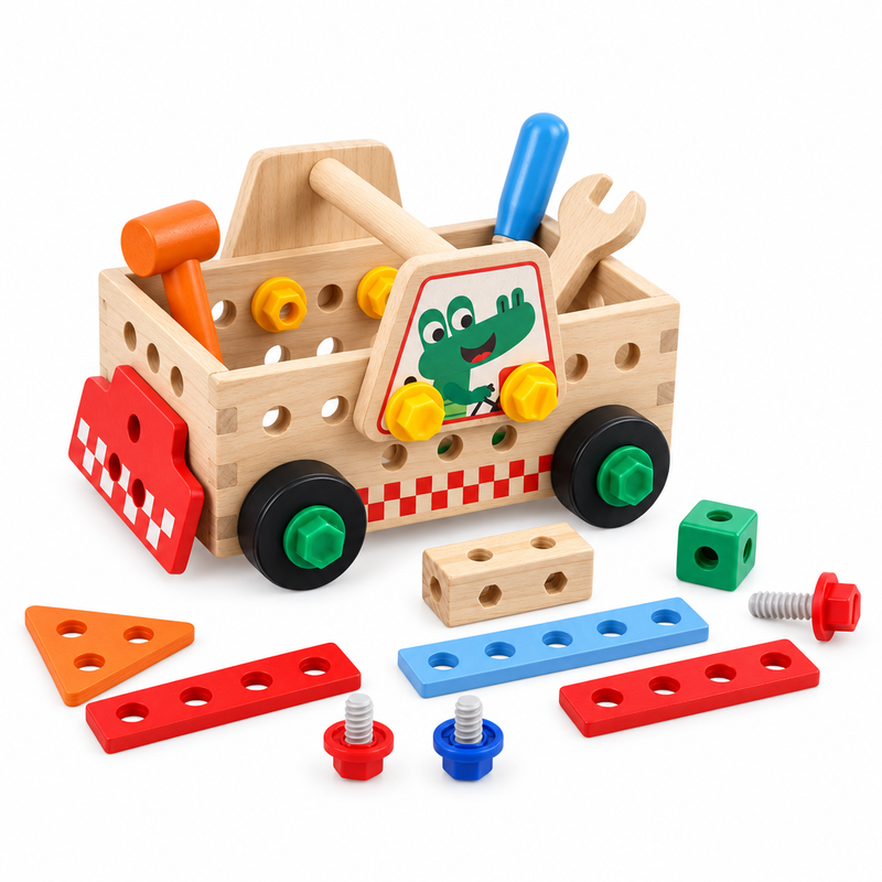 Wooden Take-Apart Tool Truck – for kids ages 3–9
