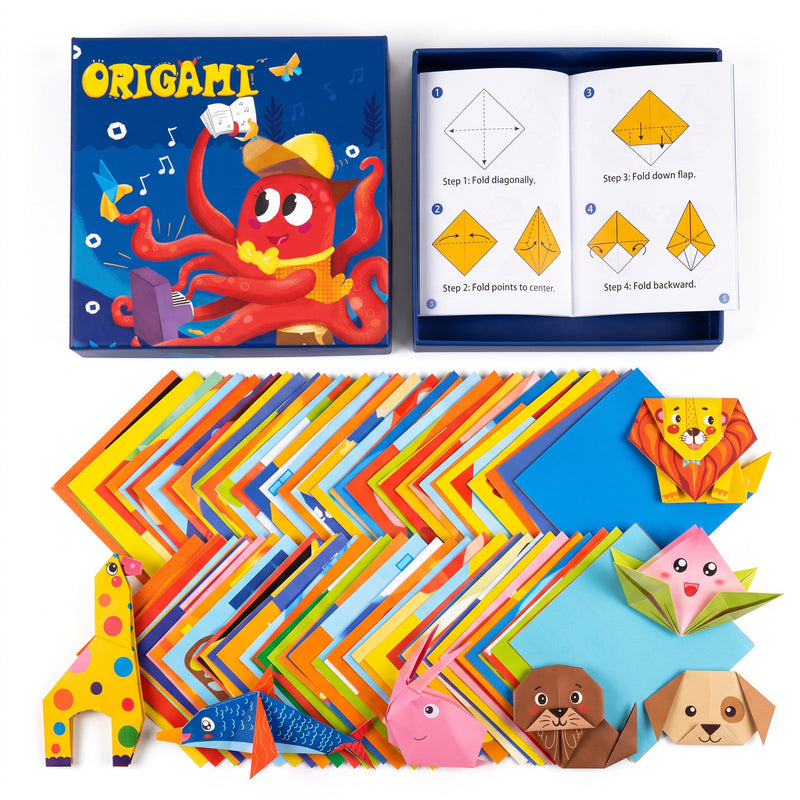 Kids 3D Origami Paper Craft Kit with Illustrated Instruction Book