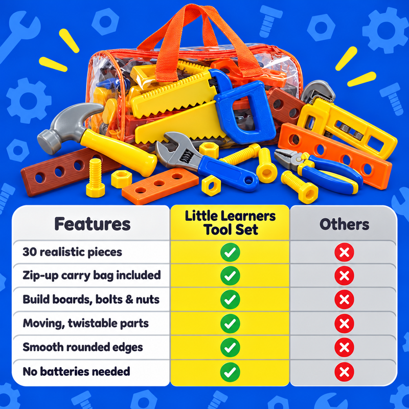 Kids Pretend Play Tool Set with Carry Bag