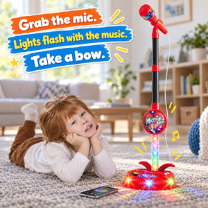 Kids Light-Up Karaoke Microphone with Adjustable Stand