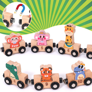 Wooden Animals & Numbers Magnetic Train Set